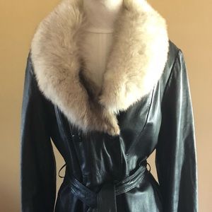 Black leather-Silver Fox black coat
